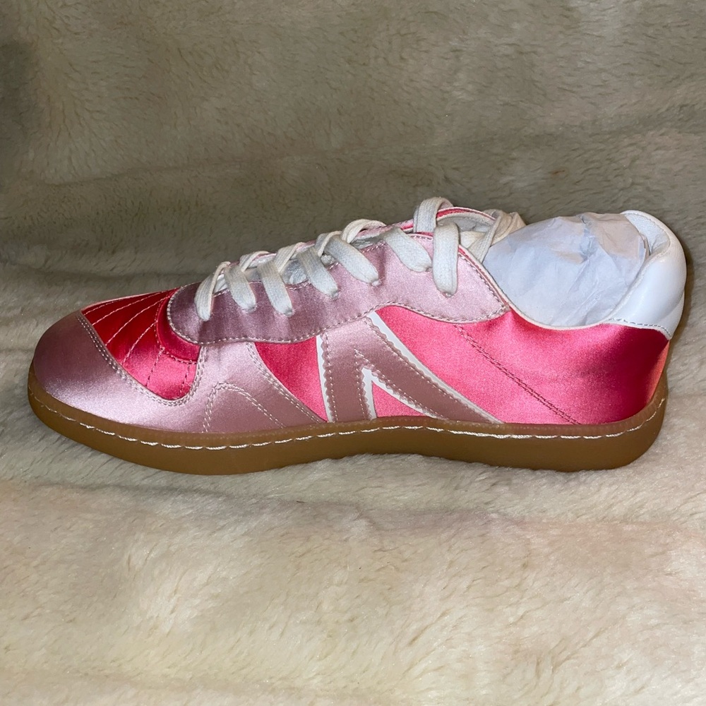 Pink Lily Satin Pink and White Sneakers - Picture 4 of 5